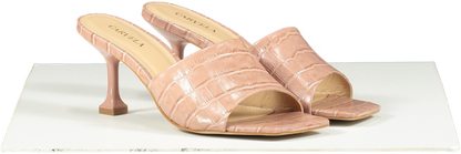 Carvela Beige Leather Kitten Heel Sandal Pink UK 4 EU 37 👠