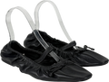 Topshop Chia Leather Ruched Ballet Flats With Strap In Black UK 6 EU 39