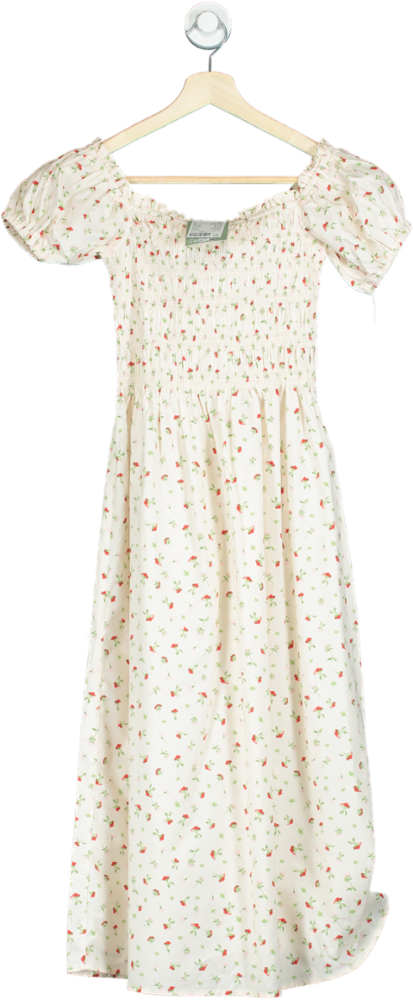 H&M Cream Floral Print Maxi Dress UK XS