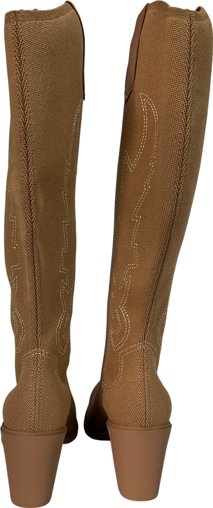 vivaia Beige Pointed-toe Western Knee-high Boots UK 4 EU 37 👠