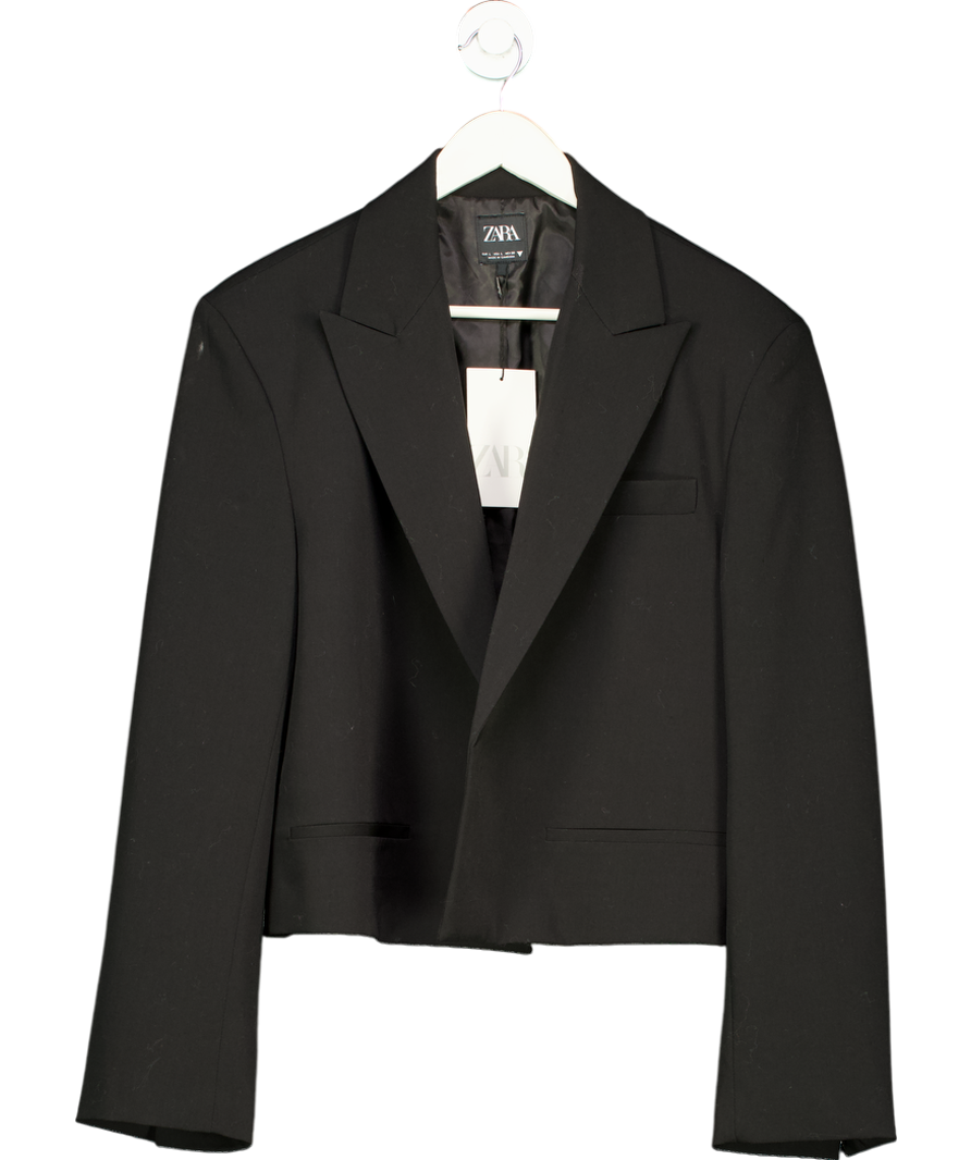 ZARA Black Oversized Crop Blazer UK L