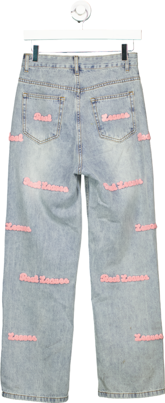 Light Blue Embroidered Jeans UK S