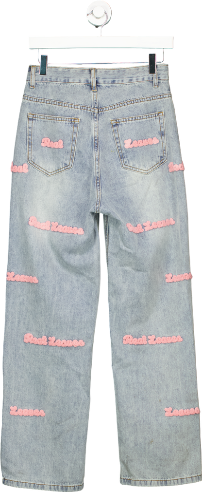 Light Blue Embroidered Jeans UK S