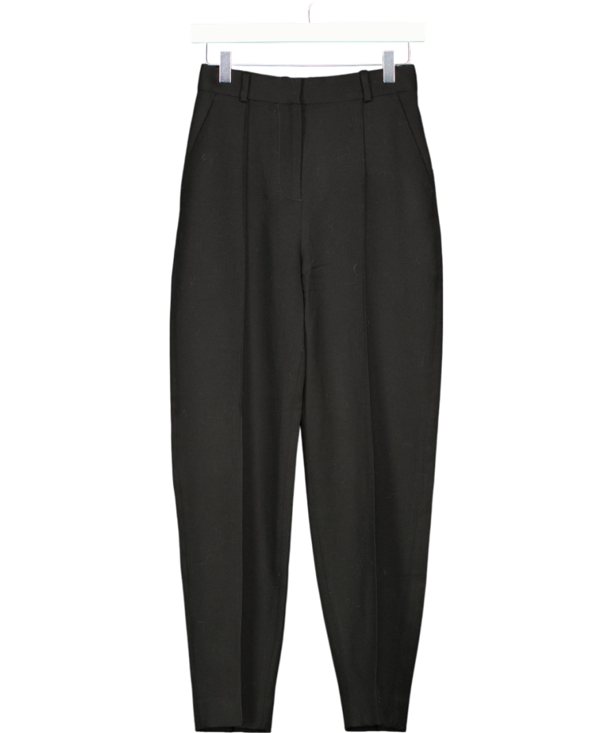 Totême Black Sewn Pleat Wool Trousers UK 4