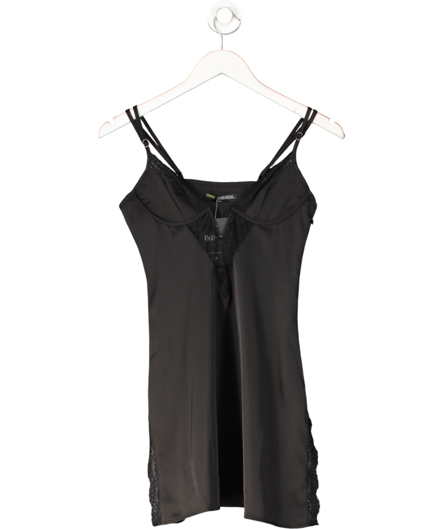 Finesse Ivy Black Lace Trim Mini Dress UK S