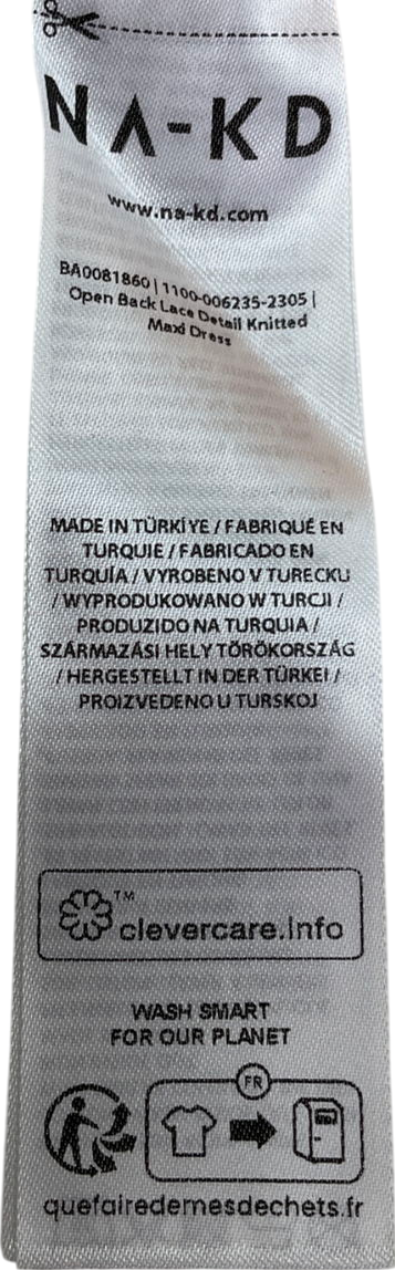 NA-KD Orange Open Back Lace Detail Knitted Maxi Dress UK XS