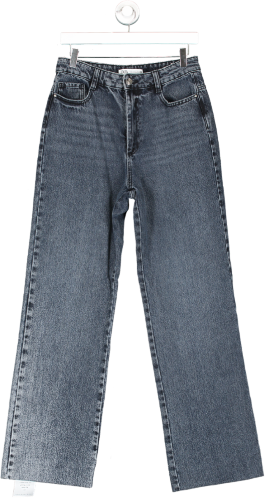 ZARA Blue High Rise Straight Cut Jeans UK 10