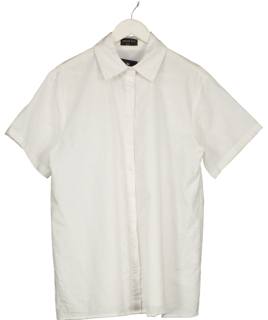 White Fox White Oversize Short Sleeve Shirt UK M/L