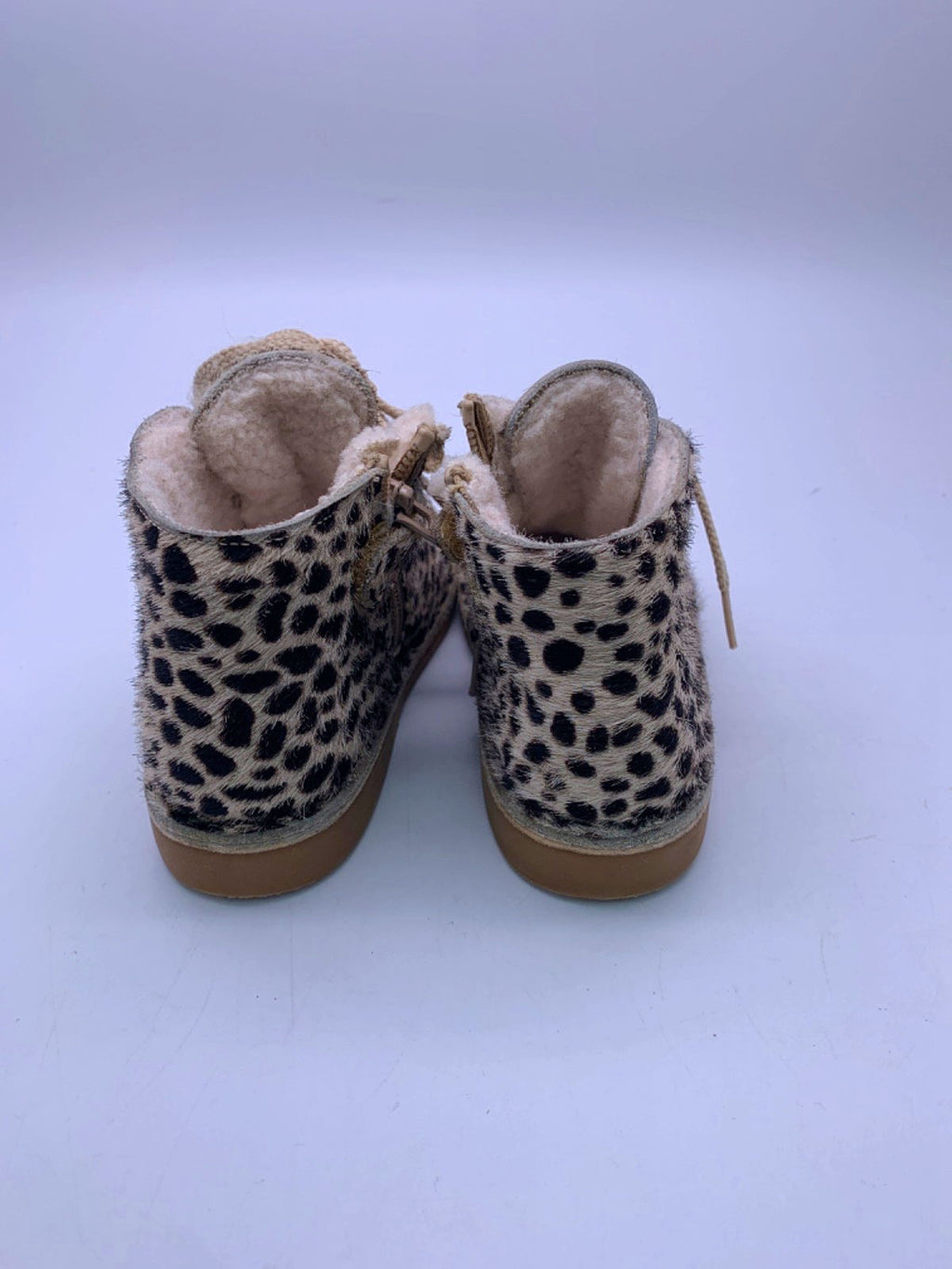 Papouelli White/Black Leopard Print Fur Lined Boots EU 26