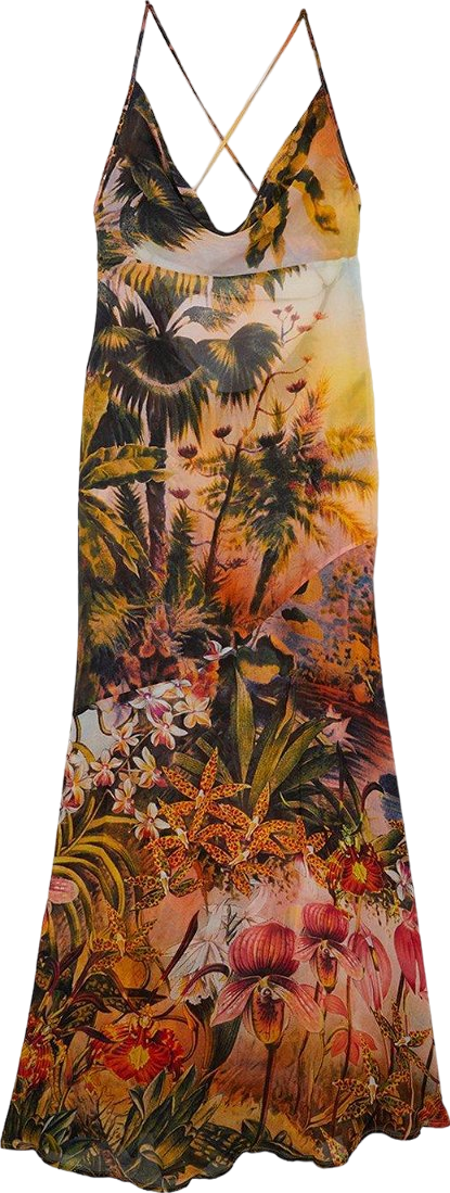 Karen Millen Multicoloured Ombre Placed Print Viscose Georgette Beach Slip Dress BNWT UK XS