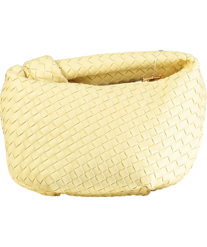 Anthropologie Melie Bianco Cream Weave Knot Detail Clutch Bag