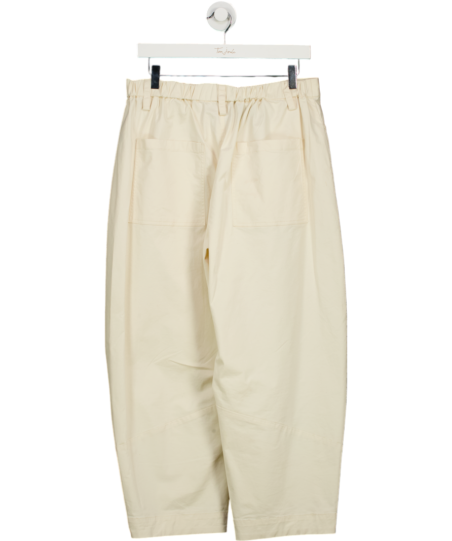 RUTI Cream The Slouchy Soft Twill Barrel Leg Trousers UK 10