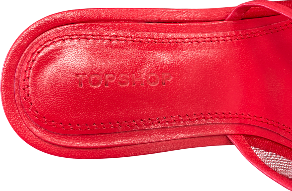 Topshop Red Bella Mesh Mules UK 5 EU 38 👠