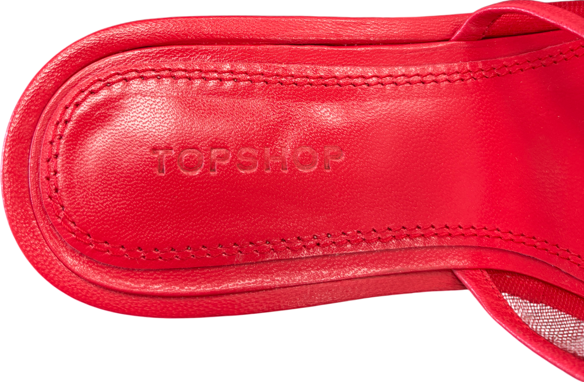 Topshop Red Bella Mesh Mules UK 5 EU 38 👠