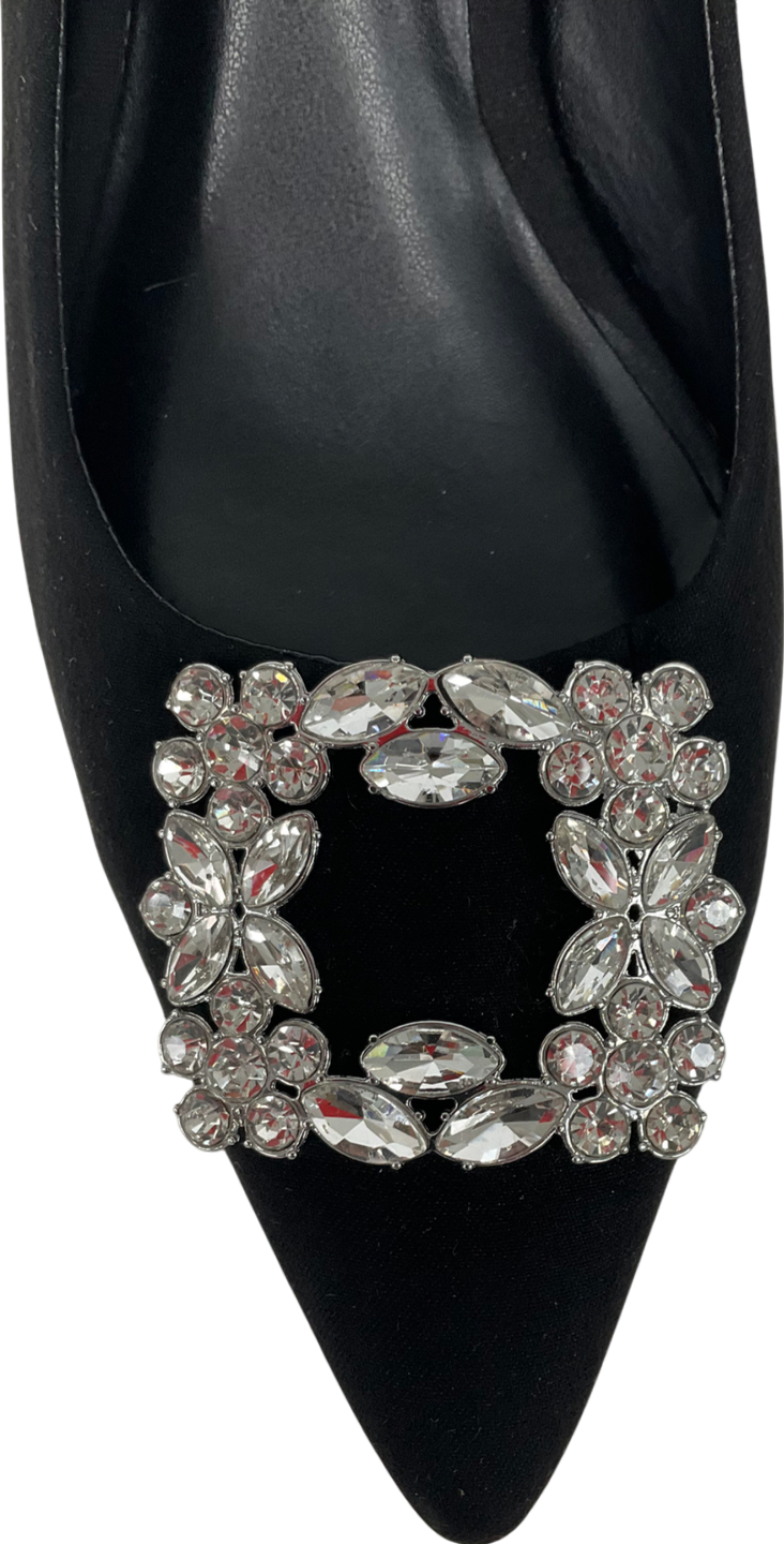 forever comfort Black Slip On Dimante Buckle Heels UK 5 EU 38 👠