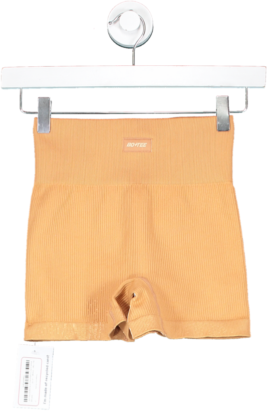 Bo + Tee Orange Ribbed Mini Shorts UK XS