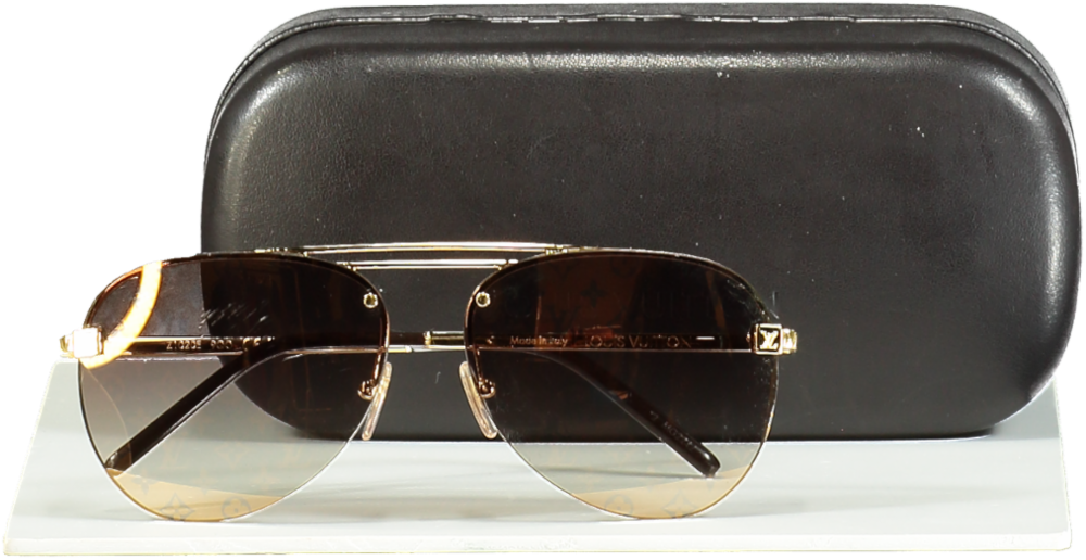 Louis Vuitton Gold Clockwise Aviator Sunglasses