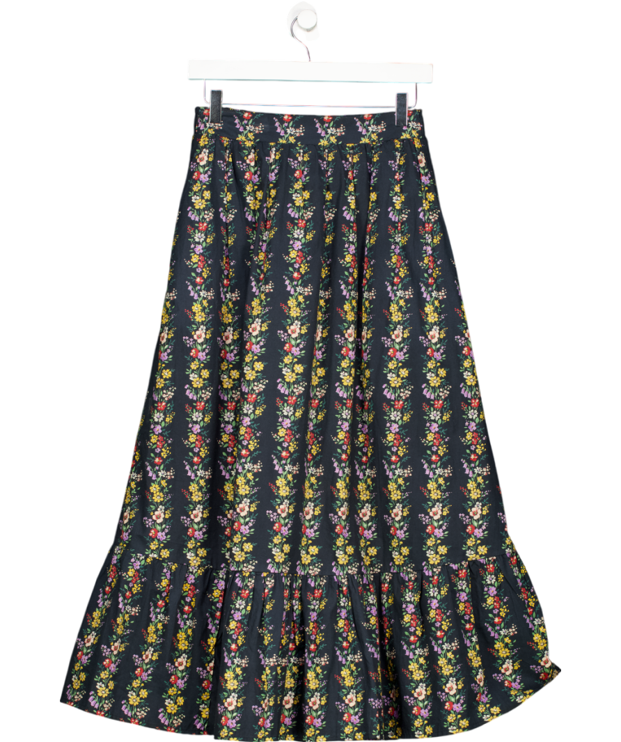 Pink City Prints Blue Floral Print Maxi Skirt UK XS