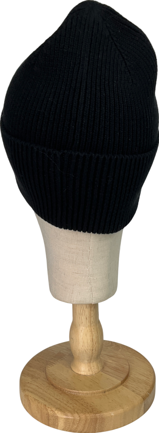 FIORUCCI Black Rib Beanie With Embroidered Logo One Size