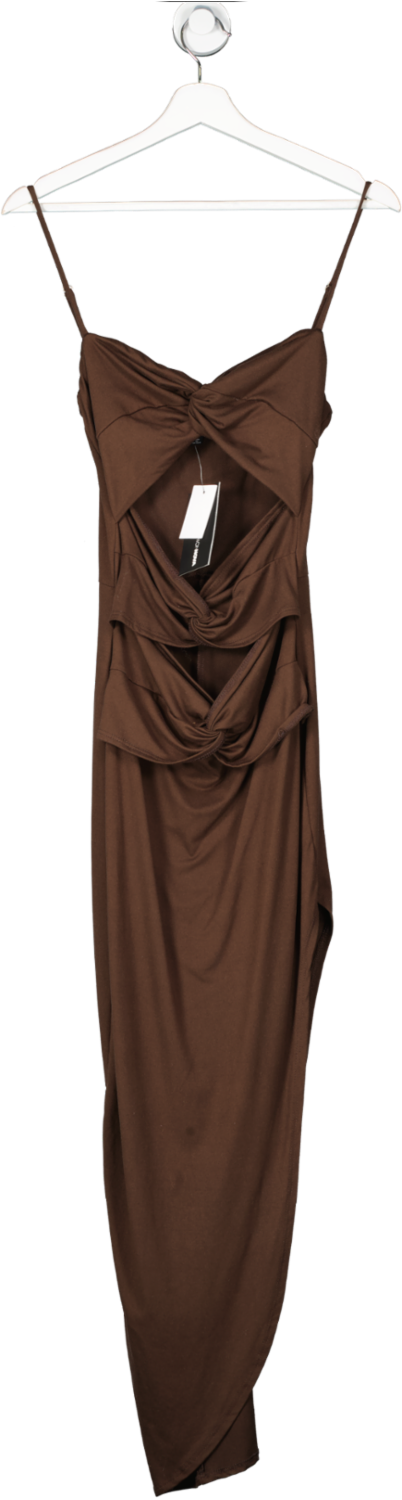 Fashion Nova Brown Attention Over Here Maxi Dress UK M