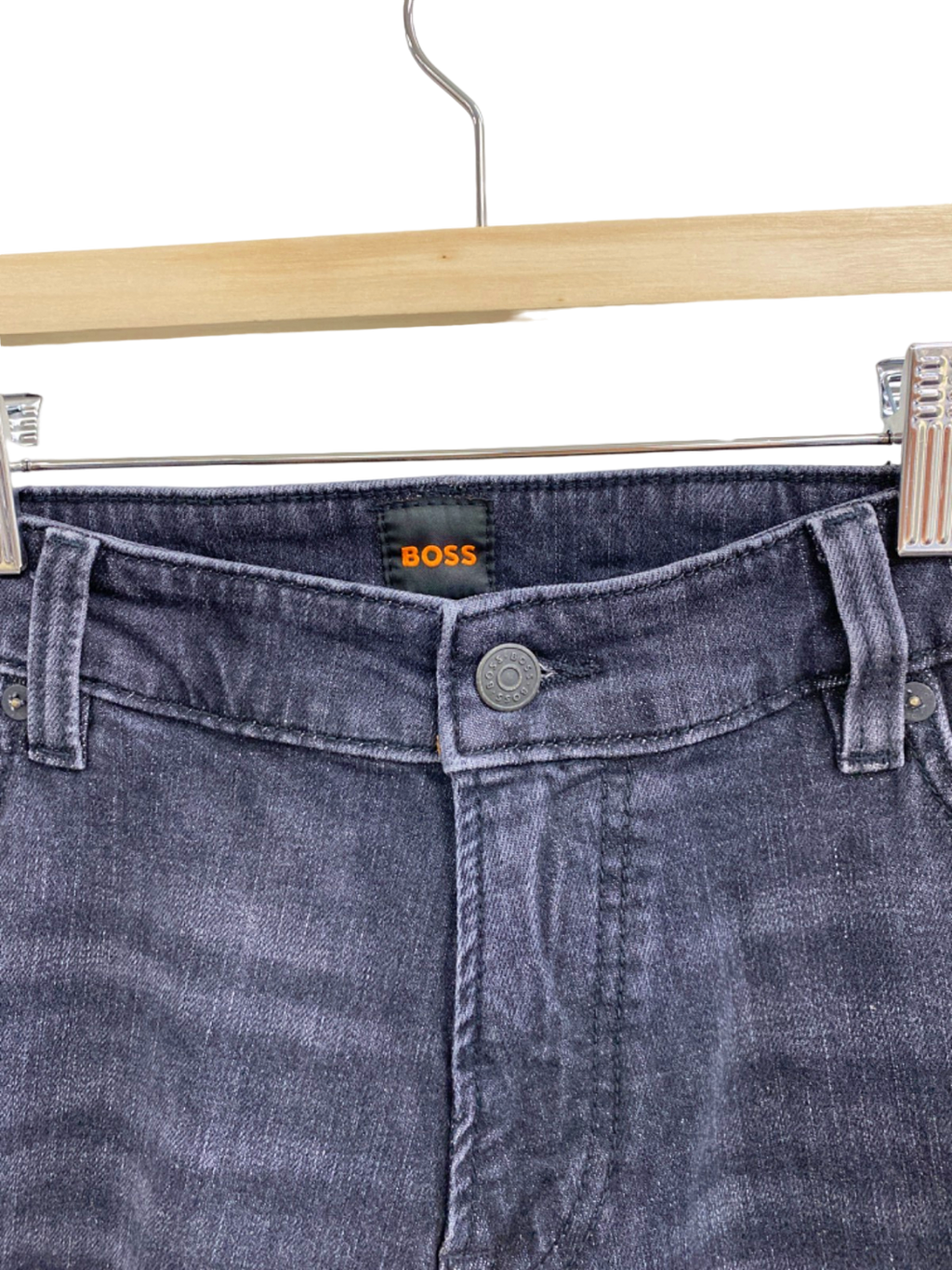 Hugo Boss Grey Denim Re.Maine-Shorts Regular Fit W34