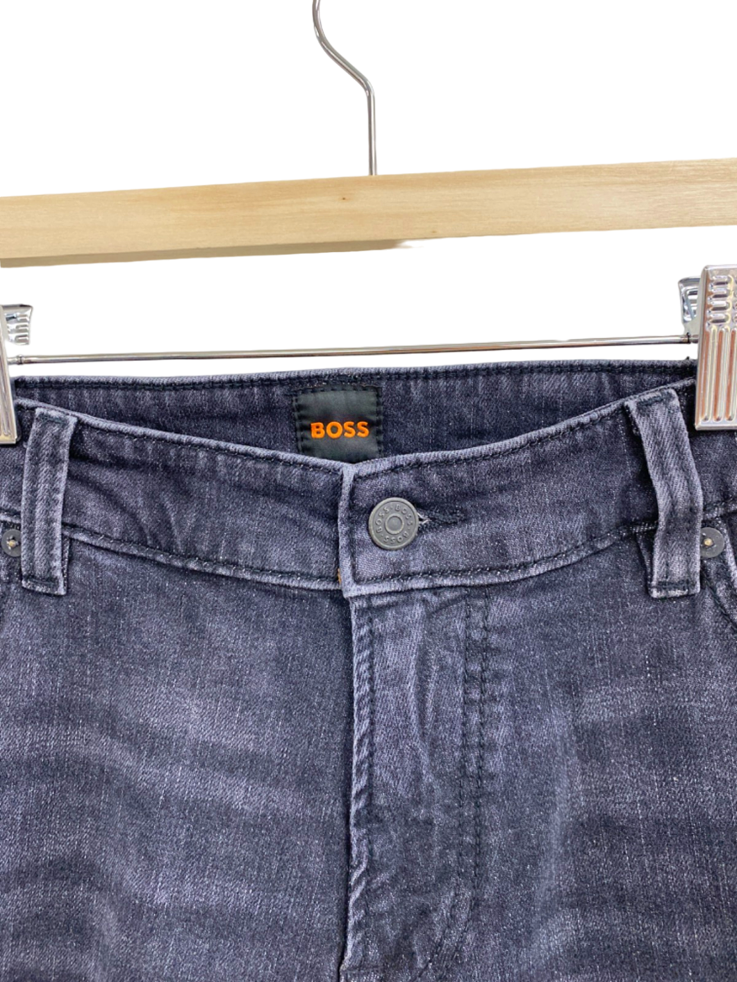 Hugo Boss Grey Denim Re.Maine-Shorts Regular Fit W34