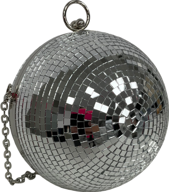 Metallic Disco Ball Shoulder Bag With Clutch Option One Size