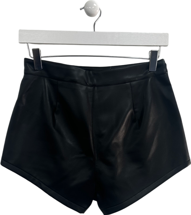 Edikted Black Ramona High Rise Faux Leather Micro Shorts UK S