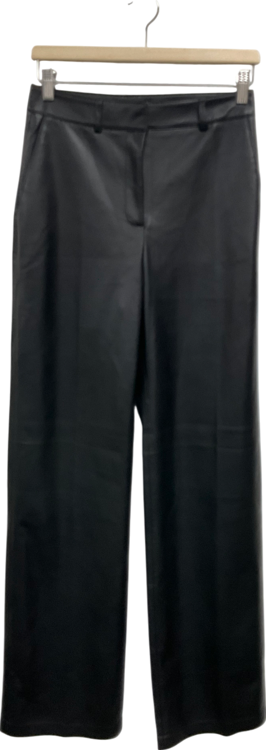 MANGO Black Straight Leg Faux Leather Trousers UK 8