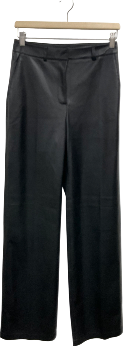 MANGO Black Straight Leg Faux Leather Trousers UK 8