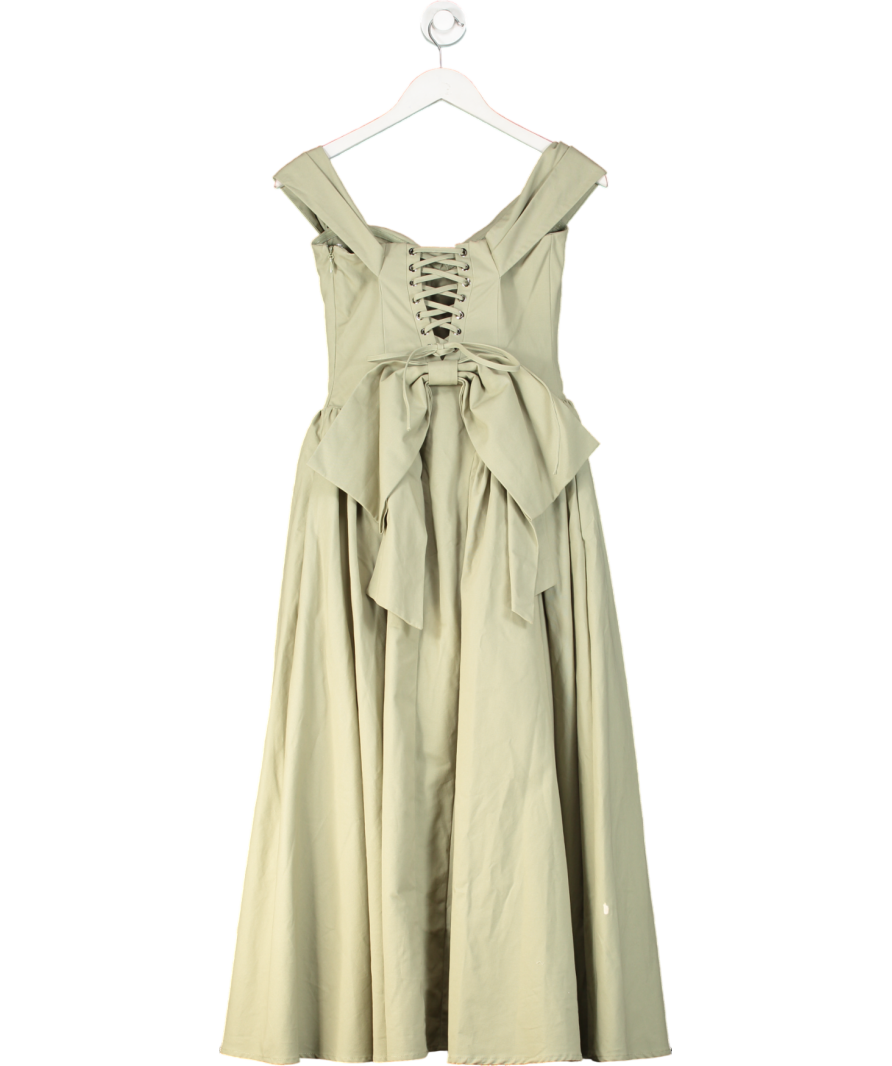 Lavish Alice Green Emily Off Shoulder Volumed Flared Sun Midi Dress UK 6
