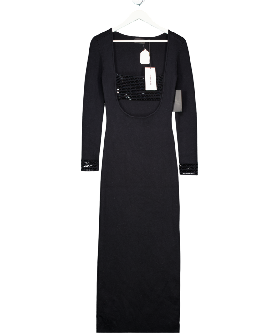 Retrofete Black Raelle Embellished Knit Dress UK S