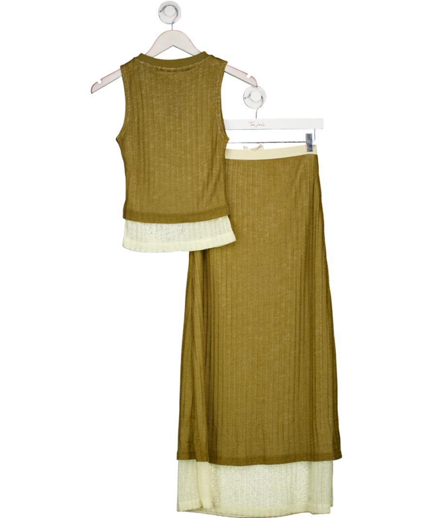VRG GIRL 2-piece Olive Green Jill Vest Top And Maxi Skirt Set UK 8