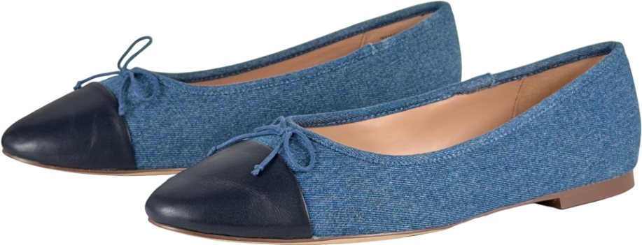 TALBOTS Blue Ansly Denim Nappa Ballet Flats Us10.5 UK 7.5 EU 40.5