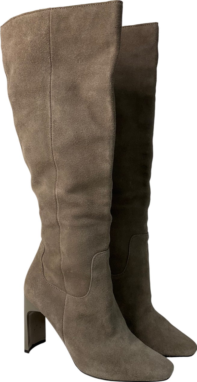 River Island Nude Taupe Suede Knee High Boots UK 5 EU 38 👠