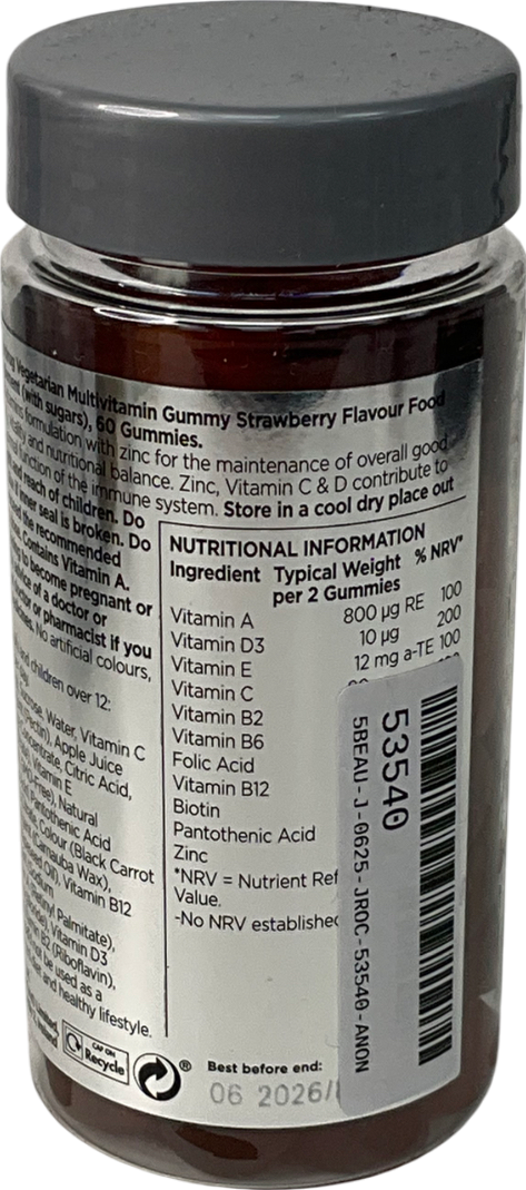 Super U Chewable Strawberry Vegetarian Multivitamins 60s 60