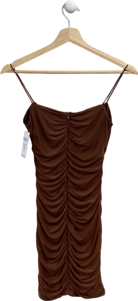 ThatsSoFetch Brown Ruched Mini Dress UK 6