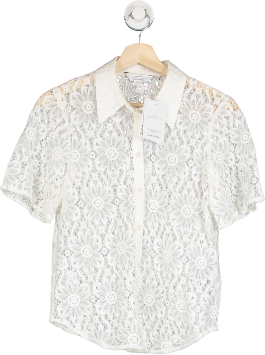 & Other Stories White Lace Short Sleeve Blouse EU 34 UK 6