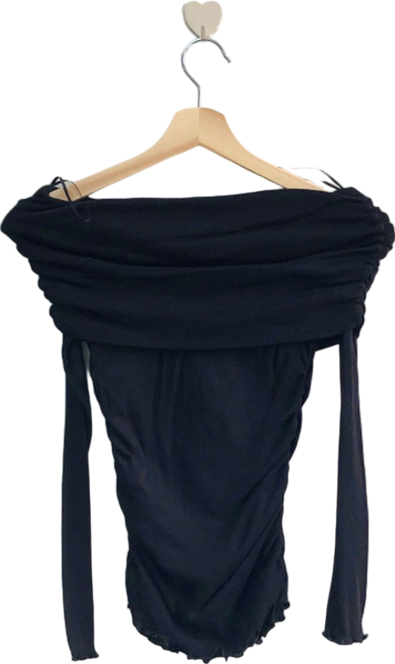 Zara Black Off-Shoulder Long Sleeve Top S