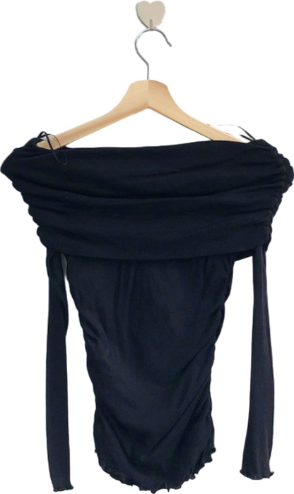 Zara Black Off-Shoulder Long Sleeve Top S