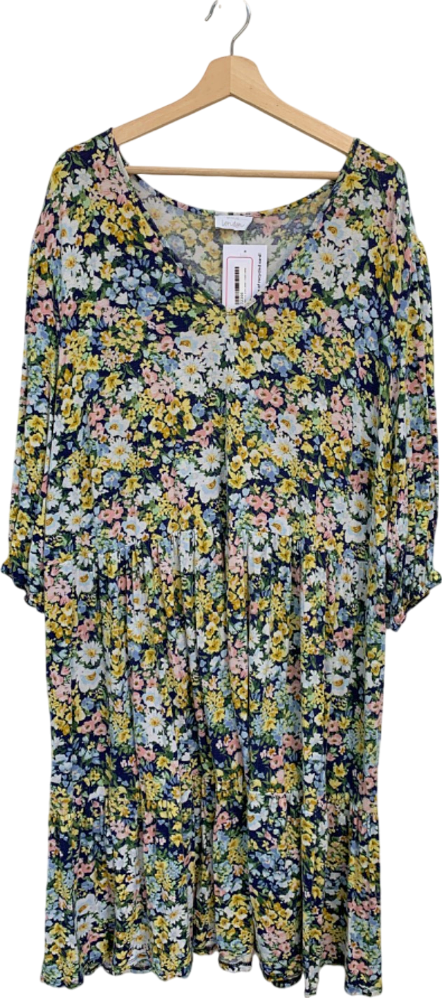 Yours Navy Floral Print Dress UK 30-32