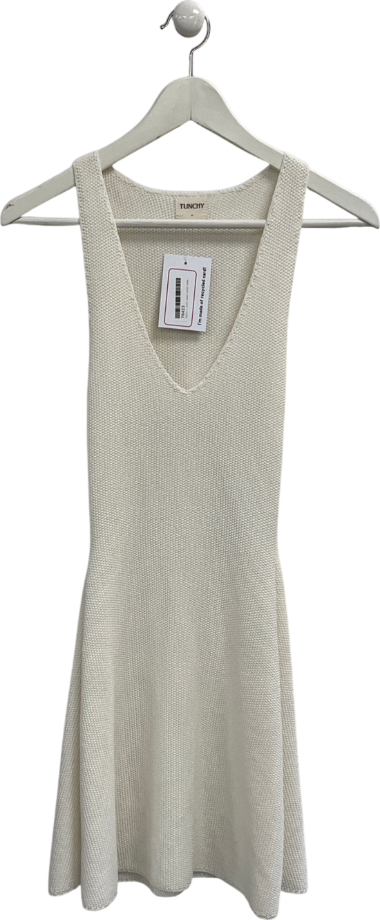 tunchy White Josie Knitted Mini Dress UK XS