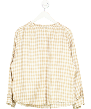 Massimo Dutti Beige Check Linen  Blouse UK L
