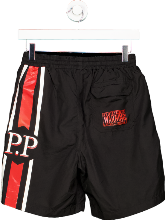 Philipp Plein Black Skull Me Now printed nylon swim shorts UK M