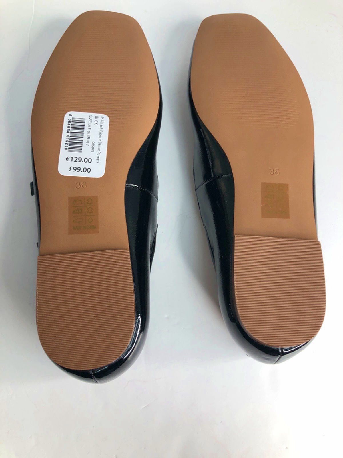 Mint Velvet Black Patent Ballet Pumps UK 5 EU 38