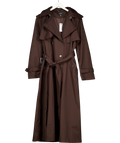 Karen Millen Brown Chocolate Tailored Maxi Trench Coat UK 12