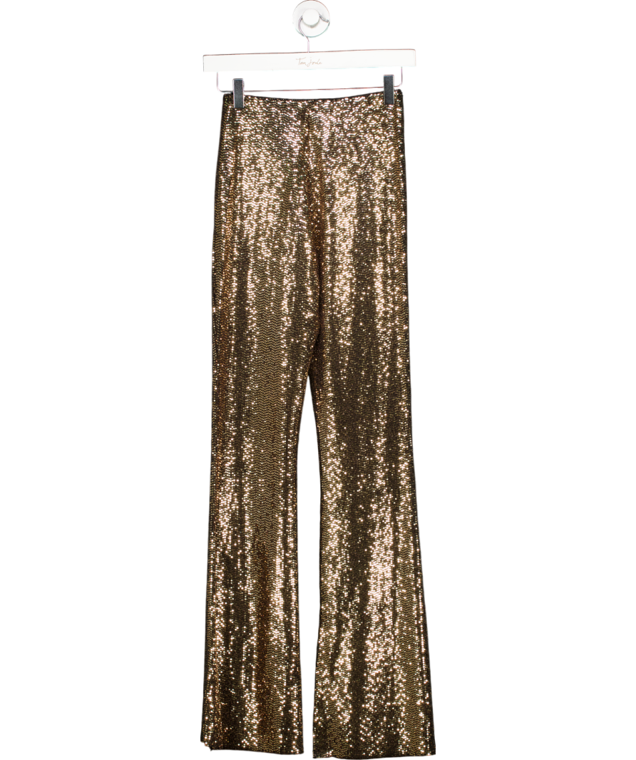 Maje Metallic Pigold Sequin Stretch Woven Flare Trousers UK 8