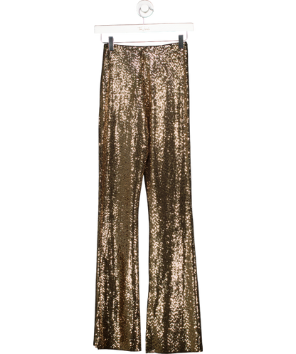 Maje Metallic Pigold Sequin Stretch Woven Flare Trousers UK 8