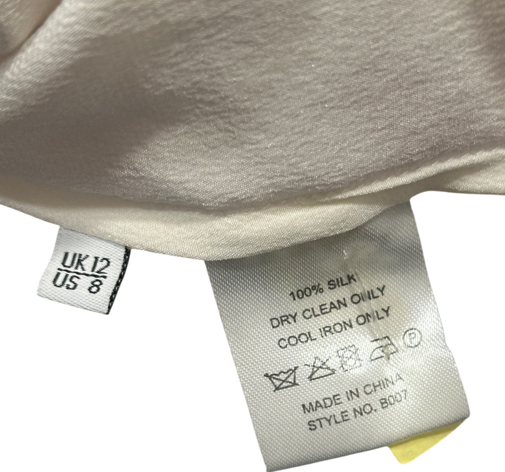Iris & Ink Cream 100% Silk Long Sleeve Blouse UK 12