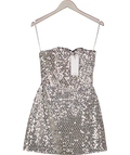Nadine Merabi Lucia Silver Sequin Structured Mini Dress UK 8